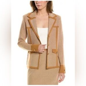 St. John Camel and Tan Knit Blazer Jacket